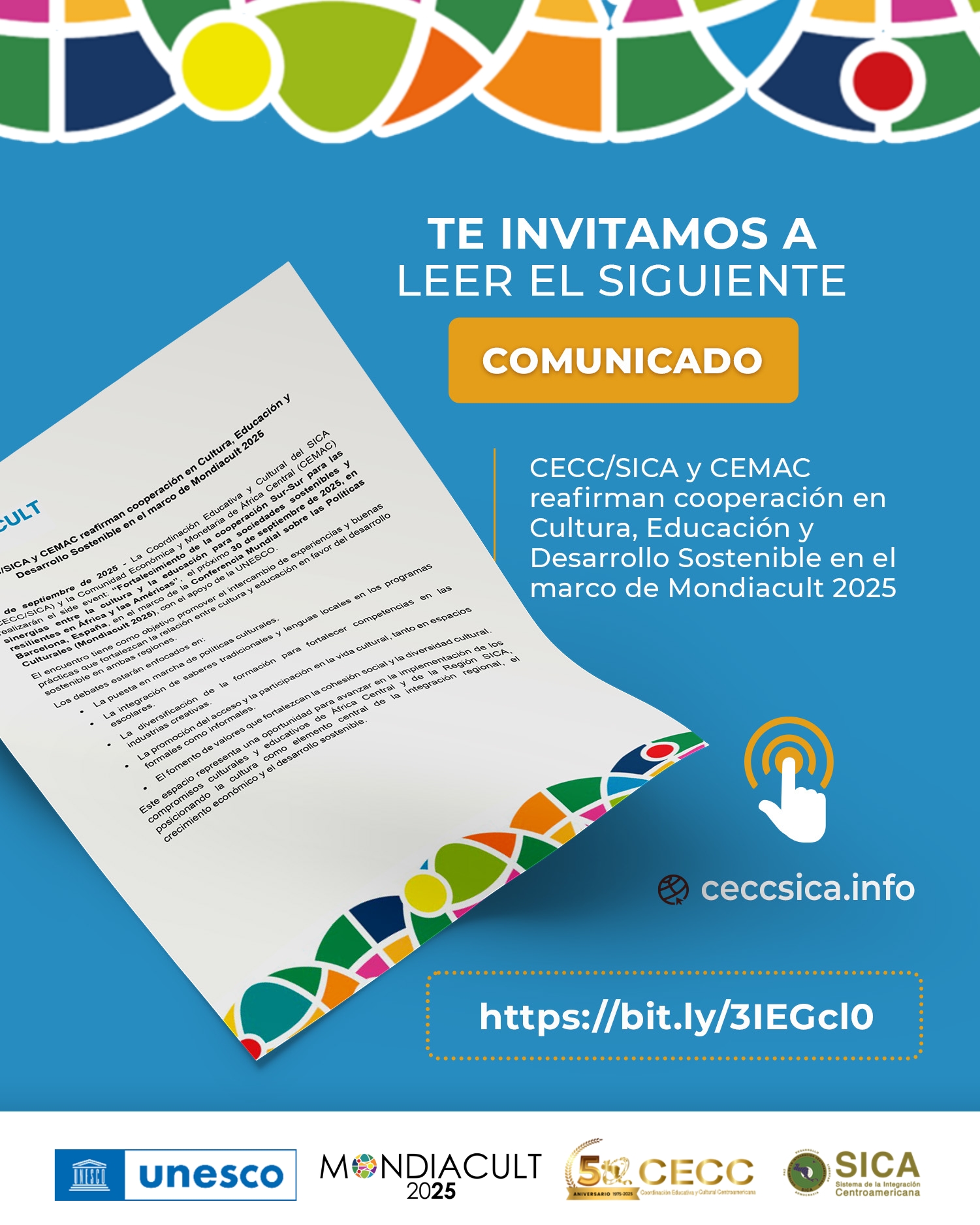Featured image for “CECC/SICA y CEMAC reafirman cooperación en Cultura, Educación y Desarrollo Sostenible en el marco de Mondiacult 2025”